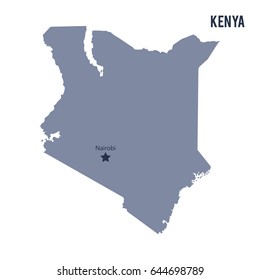 Vector map of Kenya isolated on white background. Travel Vector Illustration.