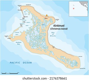 Vector Map Kiritimati Island Atoll Belonging Stock Vector (Royalty Free ...