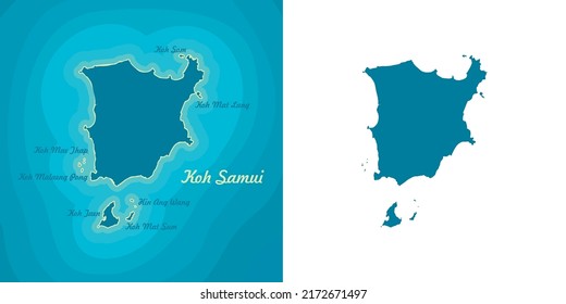 Vector map of Koh  Samui. Vector map Thailand. Koh Samui and nearby islands
