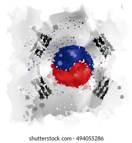 vector Map of Korea Watercolor paint