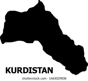 Vector Map of Kurdistan with name. Map of Kurdistan is isolated on a white background. Simple flat geographic map.