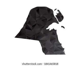 Vector map of Kuwait black polygon style gradient.