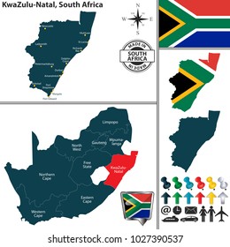 Vector Map Of KwaZulu Natal Province And Location On South African Map