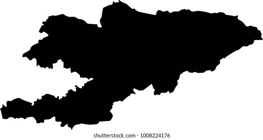 Vector map Kyrgyzstan. Black mask. Isolated, white background. 