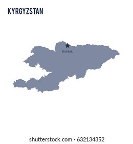 Vector map of Kyrgyzstan isolated on white background. Travel Vector Illustration.