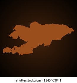 Vector map of kyrgyzstan light brown color isolated on a needle brown background
