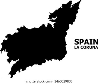 Vector Map of La Coruna Province with caption. Map of La Coruna Province is isolated on a white background. Simple flat geographic map.