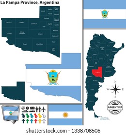 Vector map of La Pampa province and location on Argentinian map