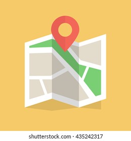Vector Map with Label Icon, Flat colored location icon