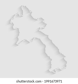 Vector map Laos with abstract shadow isolated on background. Template Asia country for pattern, design, illustration, backdrop. Creative concept outline, border, frontier map of the state Laos