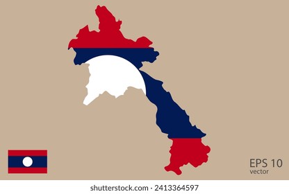 Vector map of Laos. Vector design isolated on grey background.
