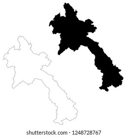 Vector map Laos. Isolated vector Illustration. Outline and vector. Black on White background. EPS 10 Illustration.