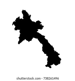 Vector map Laos. Isolated vector Illustration. Black on White background. EPS 10 Illustration.