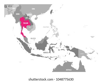 Vector map of Laos. Pink highlighted in Southeast Asia region.