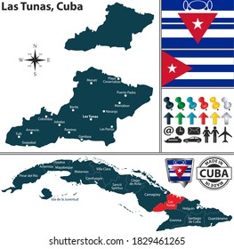 Vector map of Las Tunas province and location on Cuban map