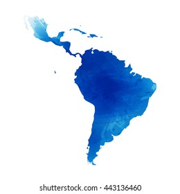 Vector map Latin America. Isolated vector Illustration. Watercolor effect. EPS 10 Illustration.