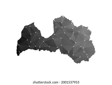Vector map of Latvia. Black polygonal style on white background.