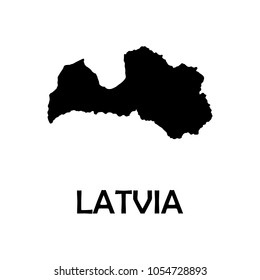 Vector map Latvia. Isolated vector Illustration. Black on White background. EPS Illustration.