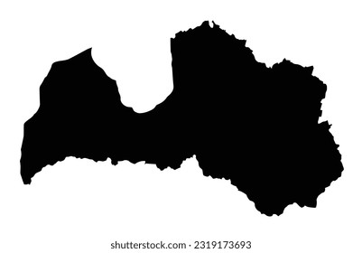 Vector map Latvia. Isolated vector Illustration. Black on White background.