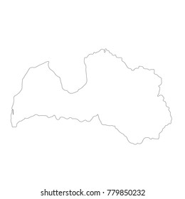 Vector map Latvia. Isolated vector Illustration. Black on White background. EPS 10 Illustration.