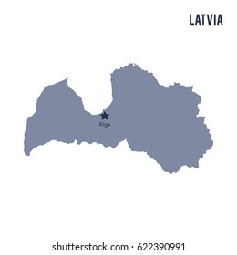 Vector map of Latvia isolated on white background.