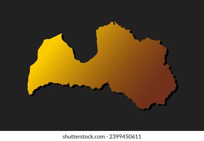 Mapa vectorial Letonia hizo el estilo dorado aislado en el fondo. Plantilla Europa metal oro creativo para diseño, ilustración, patrón, informe, infografía, fondo. Símbolo conceptual del mapa de Letonia