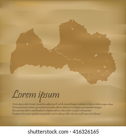 vector map  of Latvia old paper