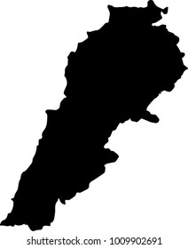 Vector map of Lebanon. Black mask. Isolated, white background. 
