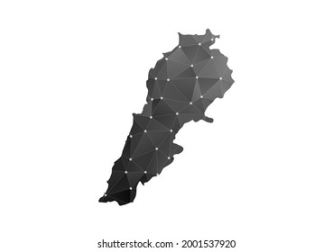 Vector map of Lebanon. Black polygonal style on white background.