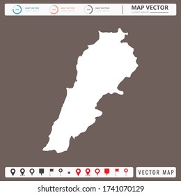Vector map of Lebanon Brown background and pins icon.