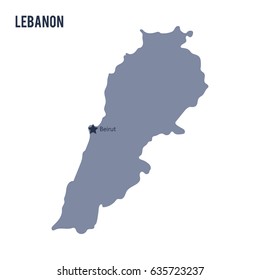 Vector map of Lebanon isolated on white background. Travel Vector Illustration.
