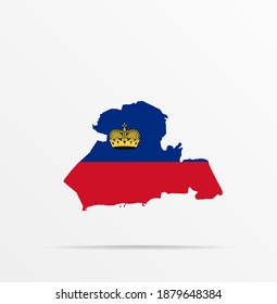 Vector Map Lednice ( Břeclav District, South Moravian Region ) Czechia Flag Vector Icon Combined With Liechtenstein Flag.