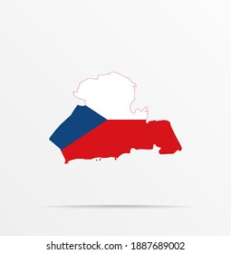 Vector Map Lednice ( Břeclav District, South Moravian Region ) Czechia Flag Vector Icon Combined With Czechia Flag.