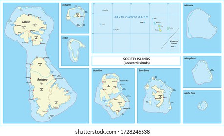 Vector Map Of The Leeward Islands Belonging To The French Society Islands