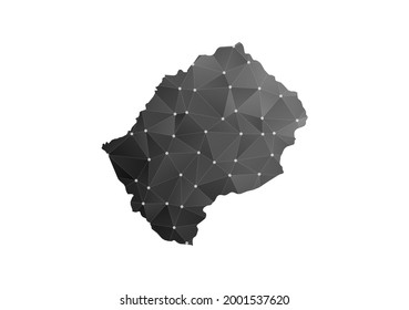 Vector map of Lesotho. Black polygonal style on white background.
