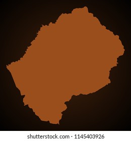 Vector map of lesotho light brown color isolated on a needle brown background