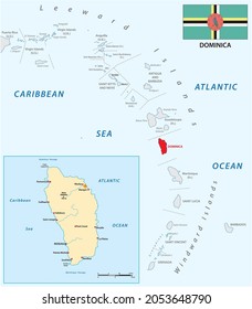 vector map of the Lesser Antilles with the Dominica Island