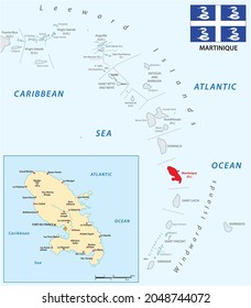 vector map of the Lesser Antilles with the Martinique archipelago