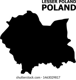 Vector Map of Lesser Poland Province with name. Map of Lesser Poland Province is isolated on a white background. Simple flat geographic map.