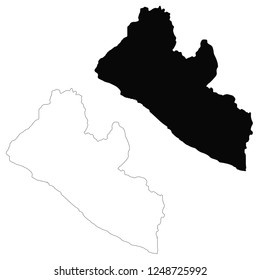 Vector map Liberia. Isolated vector Illustration. Outline and vector. Black on White background. EPS 10 Illustration.