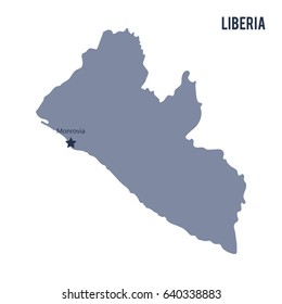Vector map of Liberia isolated on white background.