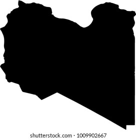 Vector Map Of Libya. Black Mask. Isolated, White Background. 