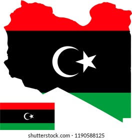 Vector Map Of Libya With Flag. Isolated, White Background