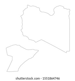 Vector map Libya and Tripoli. Country and capital. Isolated vector Illustration. Outline. EPS 10 Illustration.