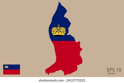 Vector map of Liechtenstein. Vector design isolated on grey background.
