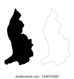 Vector map Liechtenstein. Isolated vector Illustration. Outline and vector. Black on White background. EPS 10 Illustration.