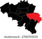 Vector Map of Liege Province on Belgium Map