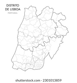 Premium Vector  Detailed political vector map of portugal