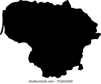 Vector map Lithuania. Black mask. Isolated, white background. 