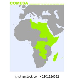 Vector Map With Location Of The Common Market For Eastern And Southern Africa For Your Project
